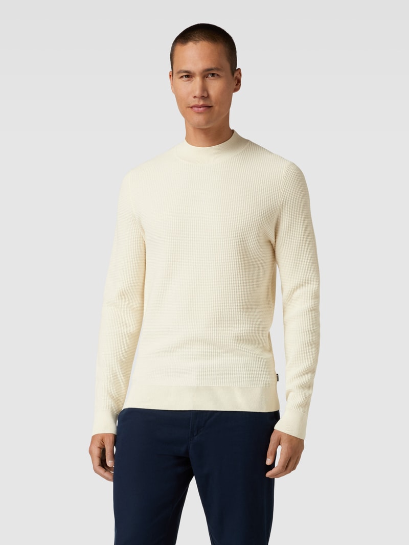 Strickpullover mit Stehkragen Modell 'Opale' in offwhite