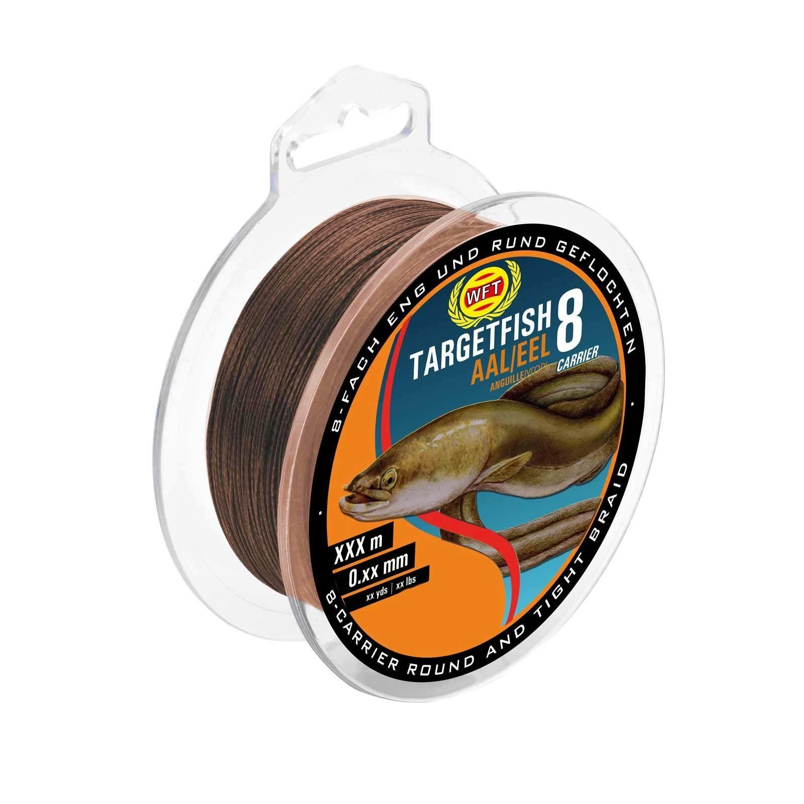WFT Angelschnur, 160 m Länge, WFT Target Fish 8 Aal brown 160m 0,12mm geflochtene Schnur