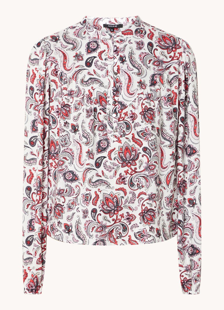 NIKKIE  Baisha blouse in linnenblend met paisley dessin
