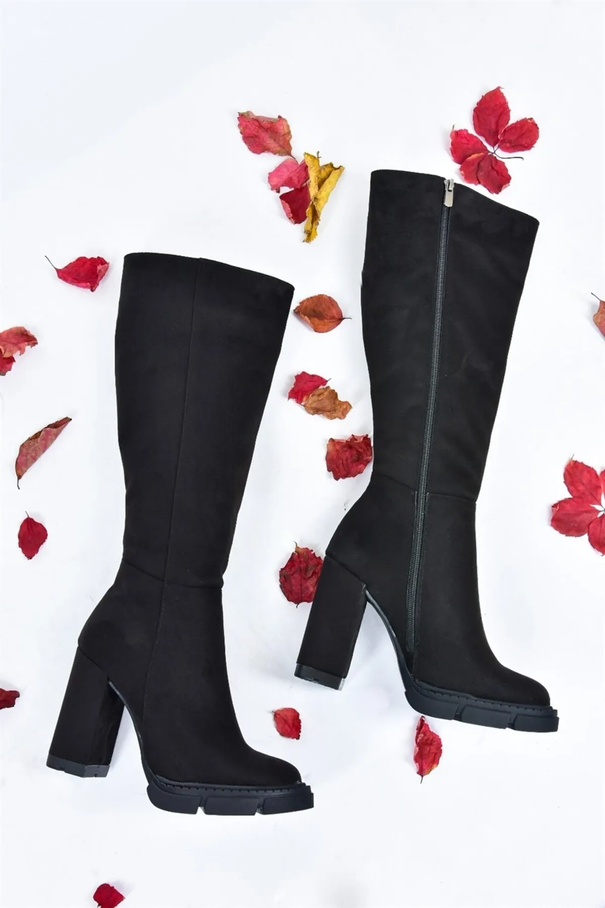 Fox Shoes  Schwarze Wildleder-Damenstiefel mit hohem Absatz L282770102