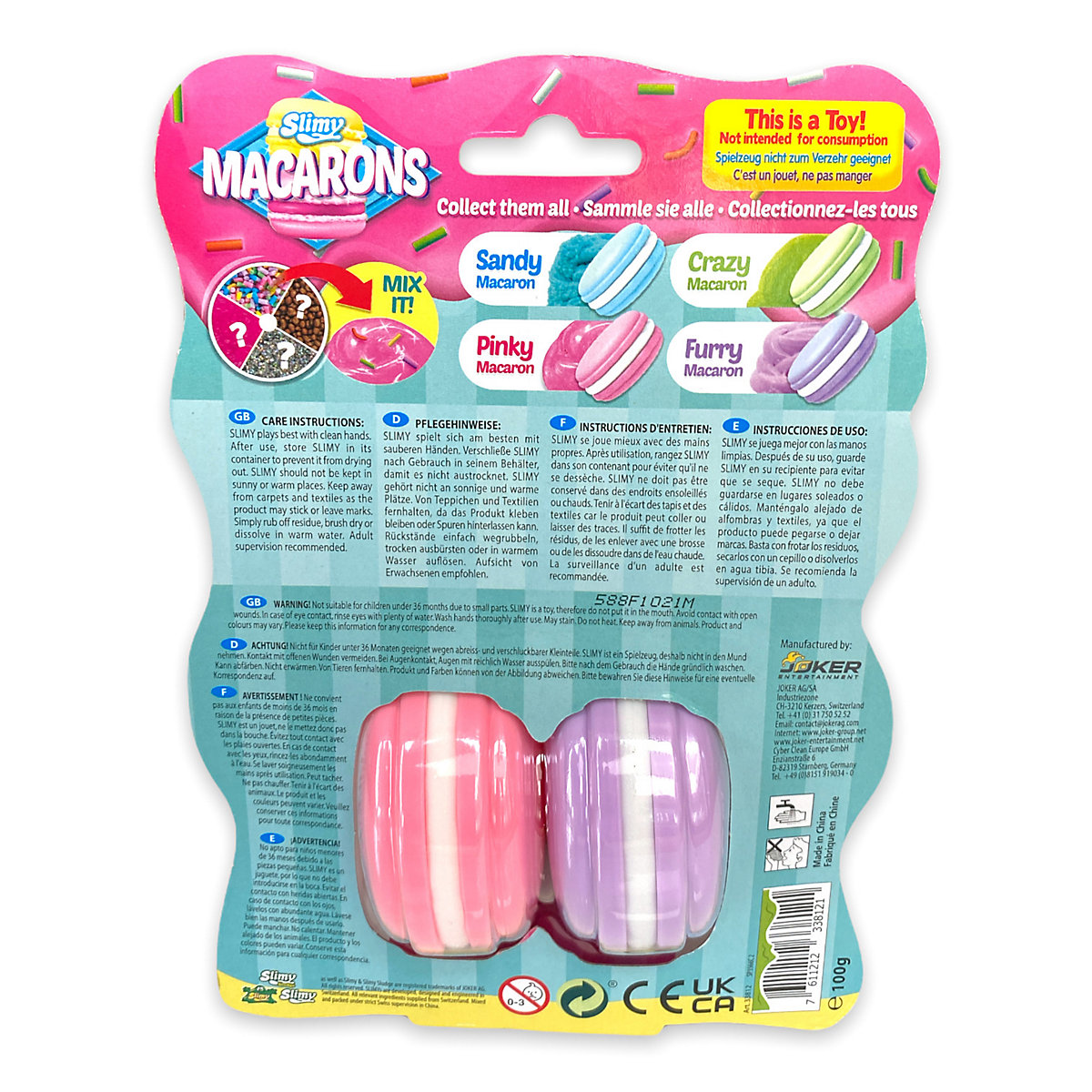 SLIMY® Macarons 2 x 50g - Original Slimy Slime Set mit verschiedenen Spielmassen, Glitzer und Streusel zum Einkneten