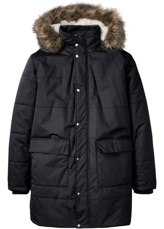 Lange Winter-Steppjacke mit recyceltem Polyester