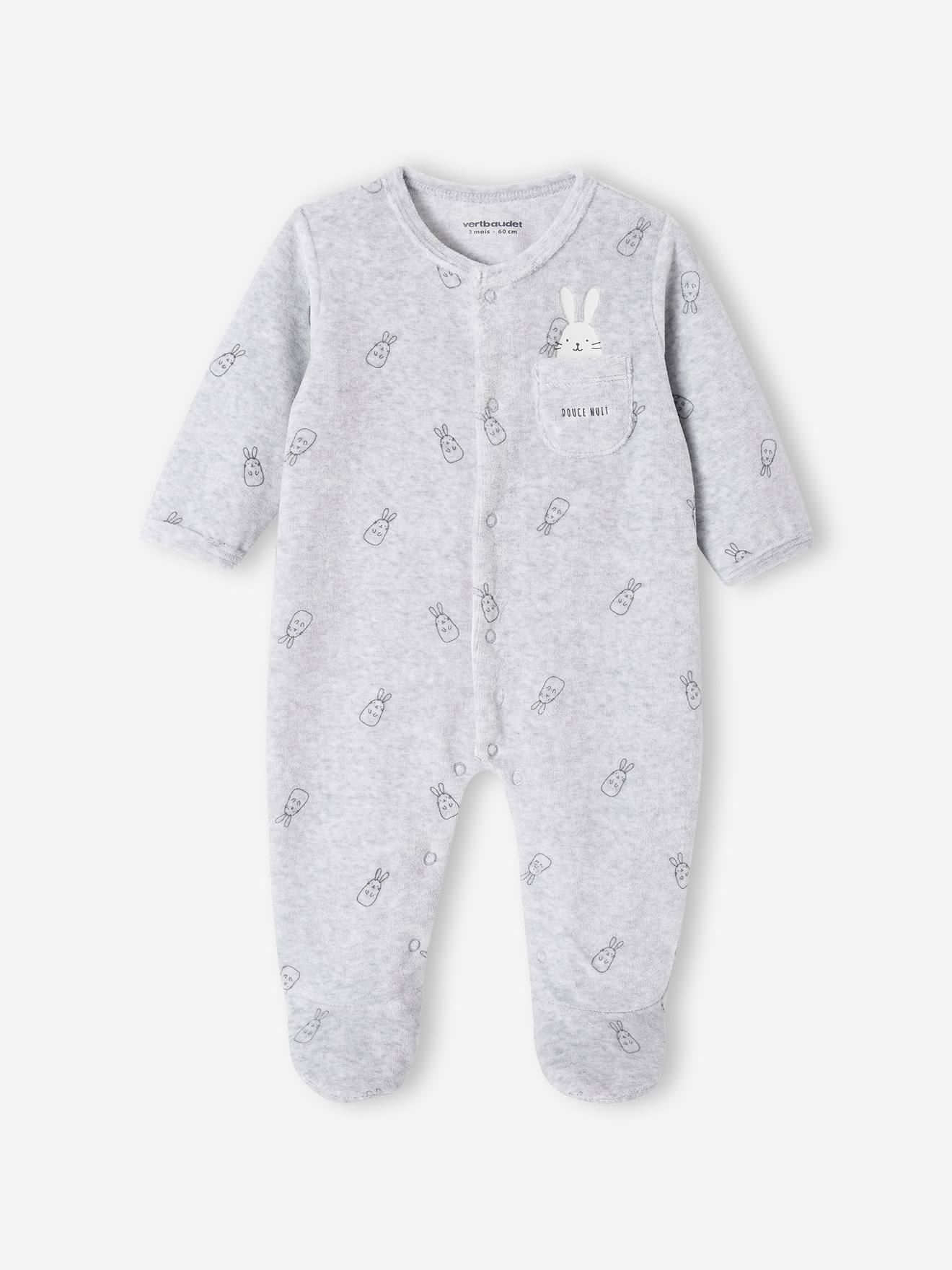 Vertbaudet Baby Samtstrampler Oeko-Tex - grau meliert
