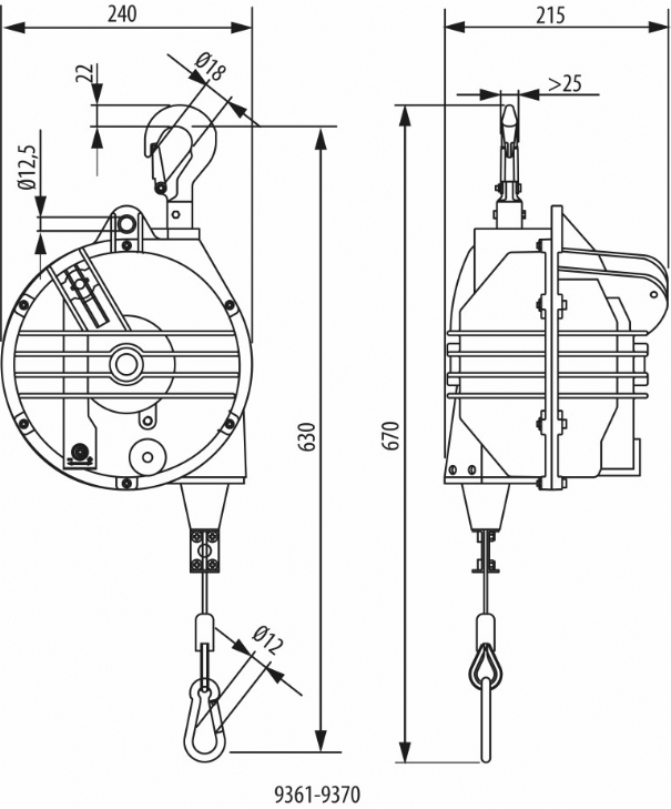 Rema 0629368 9368 Teški opružni balanser 55,0-65,0 kg 629368