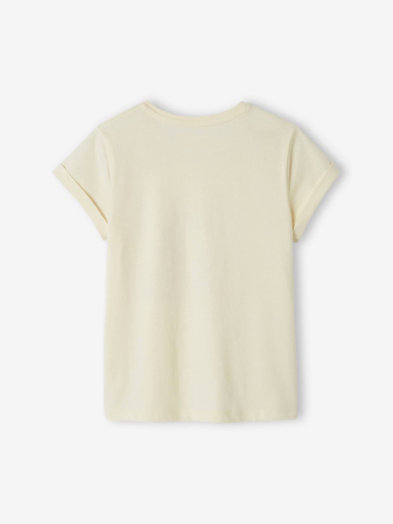 Vertbaudet Mädchen T-Shirt, Glanz-Schriftzug - wollweiß