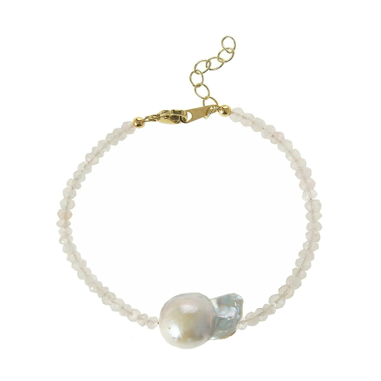 Armband 'Barock Zuchtperle und facettierte Rosenquarze'