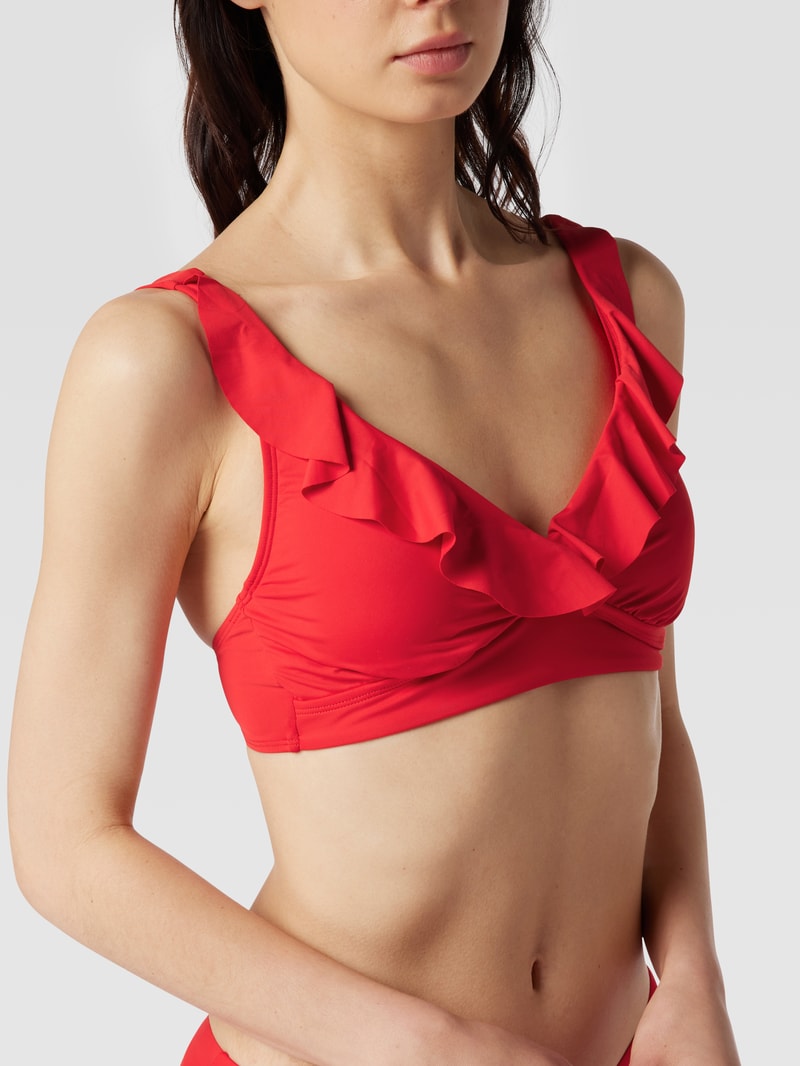 Bikini-Oberteil mit Volants Modell 'Beach Clup Solids Ruffle' in rot