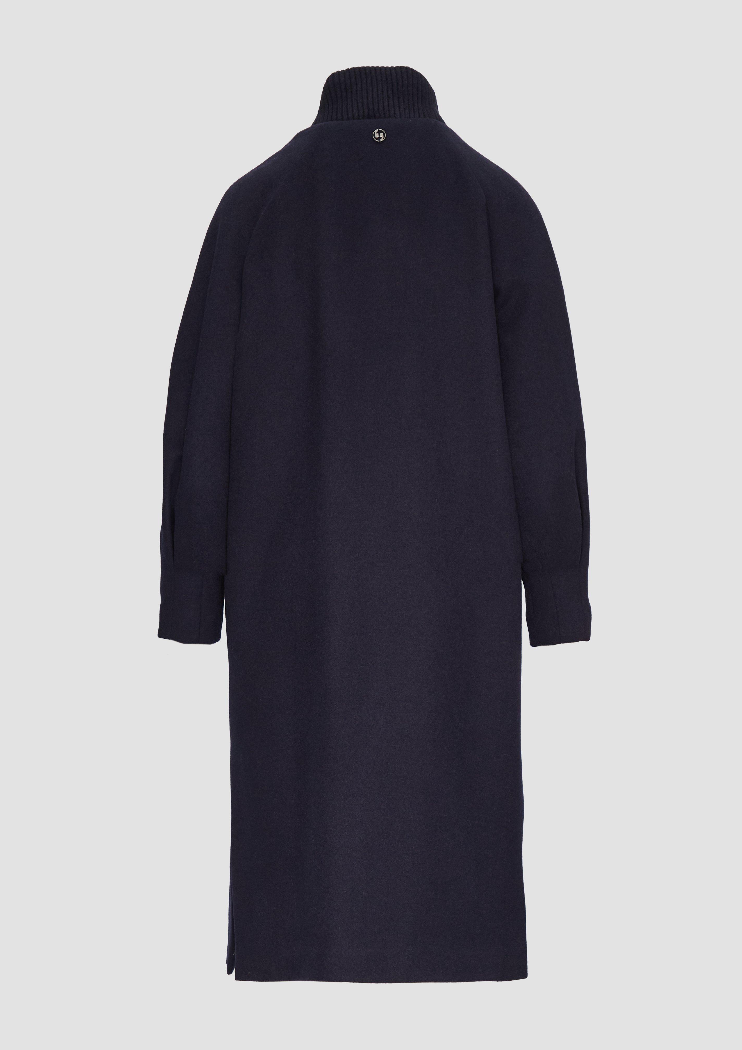 Mantel mit Ripp-Kragen - navy