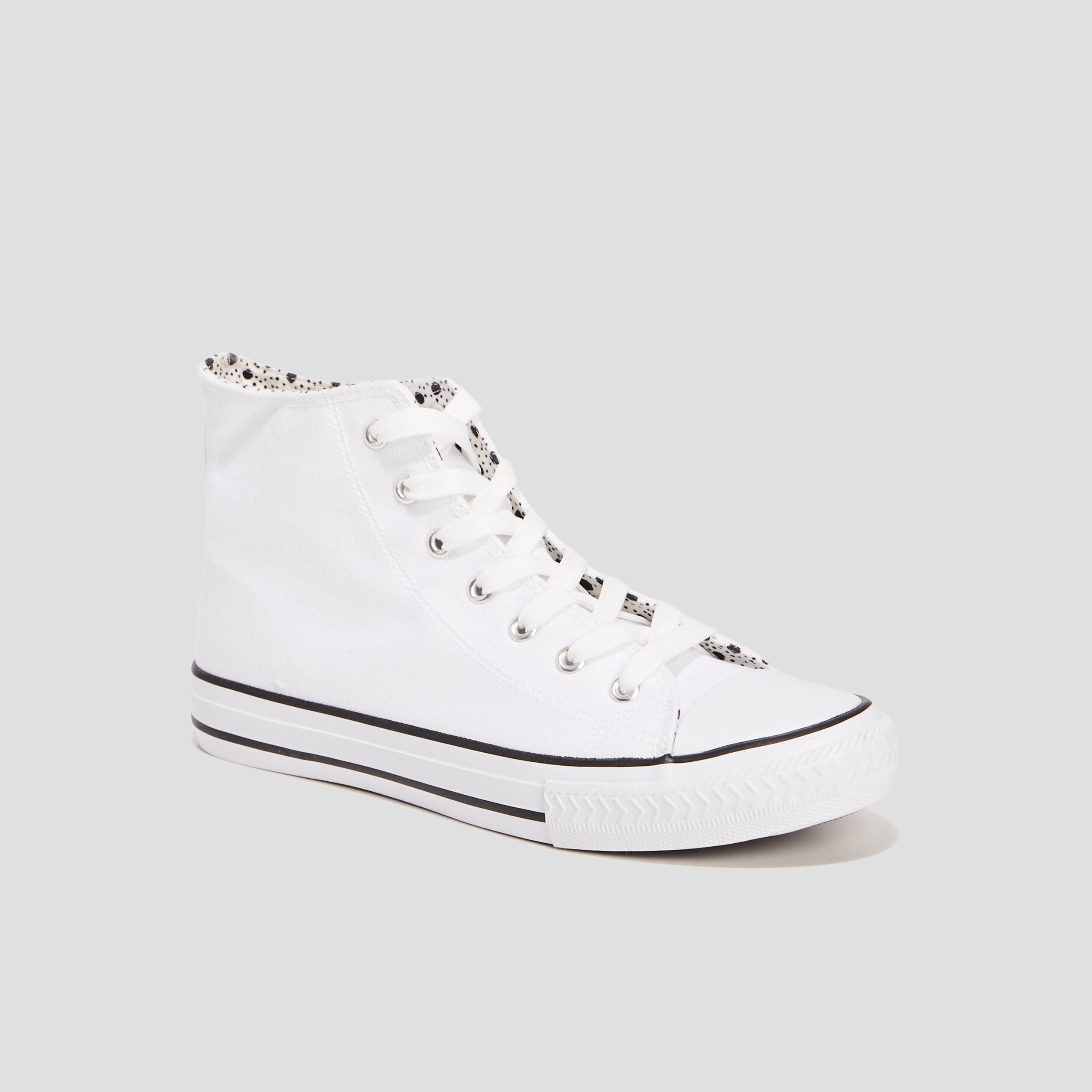 Baskets en toile montantes à lacets blanc femme | La Halle