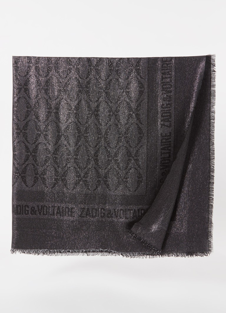 Sciarpa Zadig&Voltaire Glen Rock in lurex con stampa logo, 135 x 135 cm