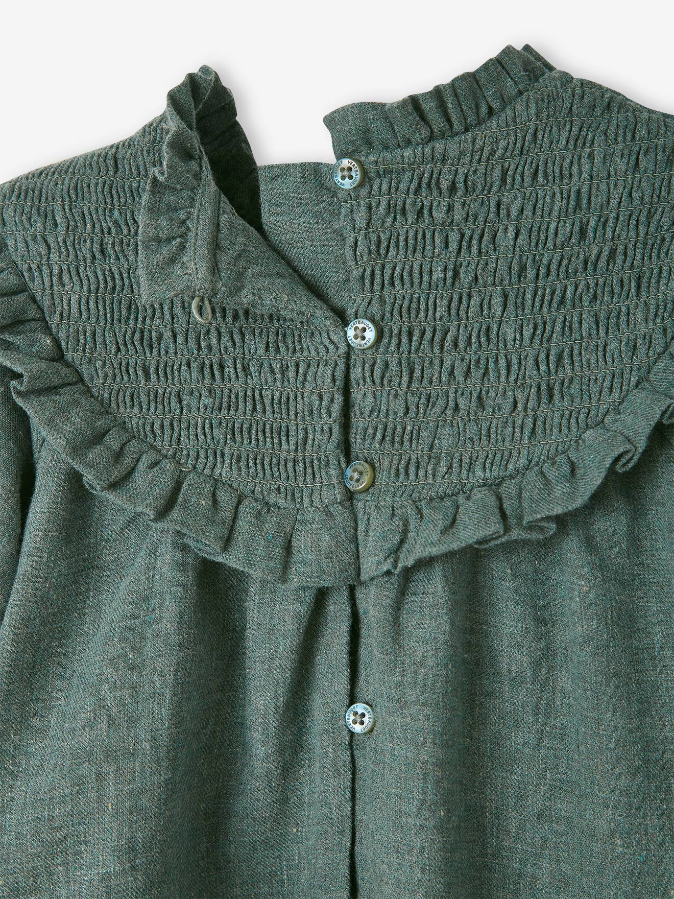 Blouse à smocks bébé et son bandeau assorti lilas