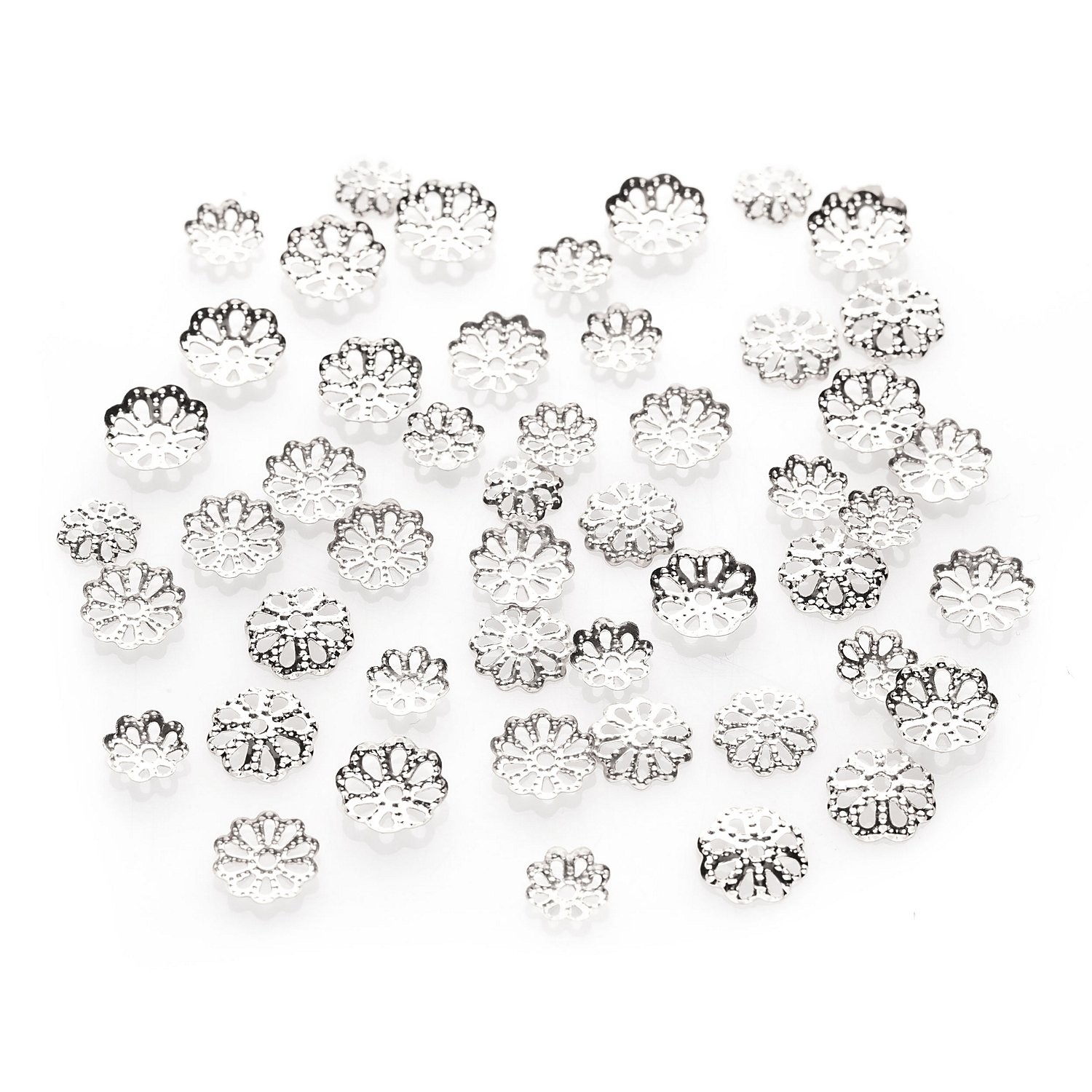 Perlkappen, silber, 6–10 mm Ø, 50 Stück