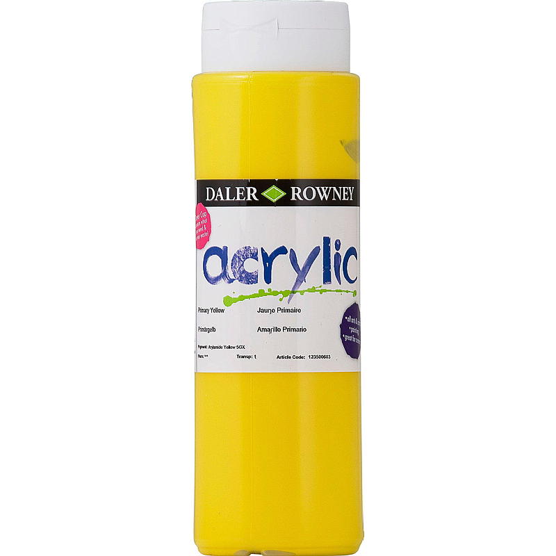 Dealer & Rowney Akrylmaling 500 ml, primær gul
