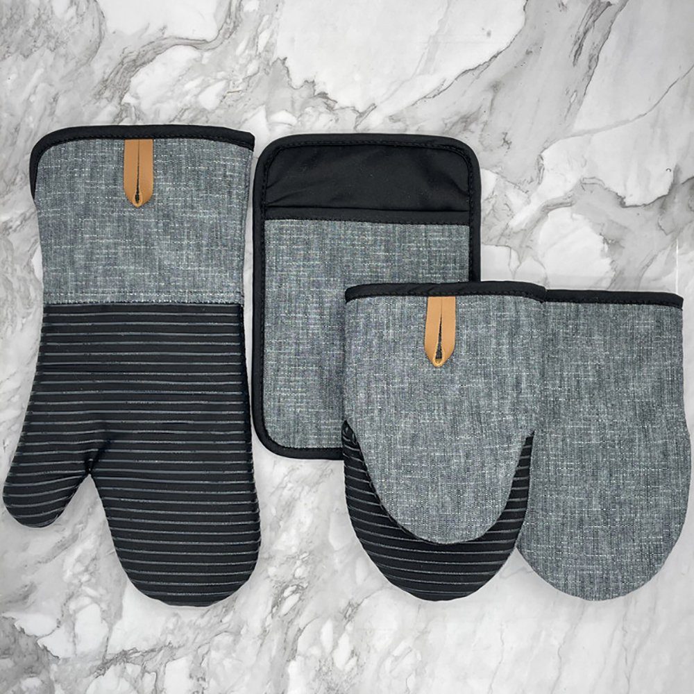 Wunderwelt Topflappen Ofenhandschuhe Hitzebeständige Topflappen Set, (Backhandschuhe Kochhandschuhe Hitzebeständige, 1-tlg., Topfhandschuhe 4er Set), Mini-Topfhandschuhe Gestreift zum Kochen & Backen