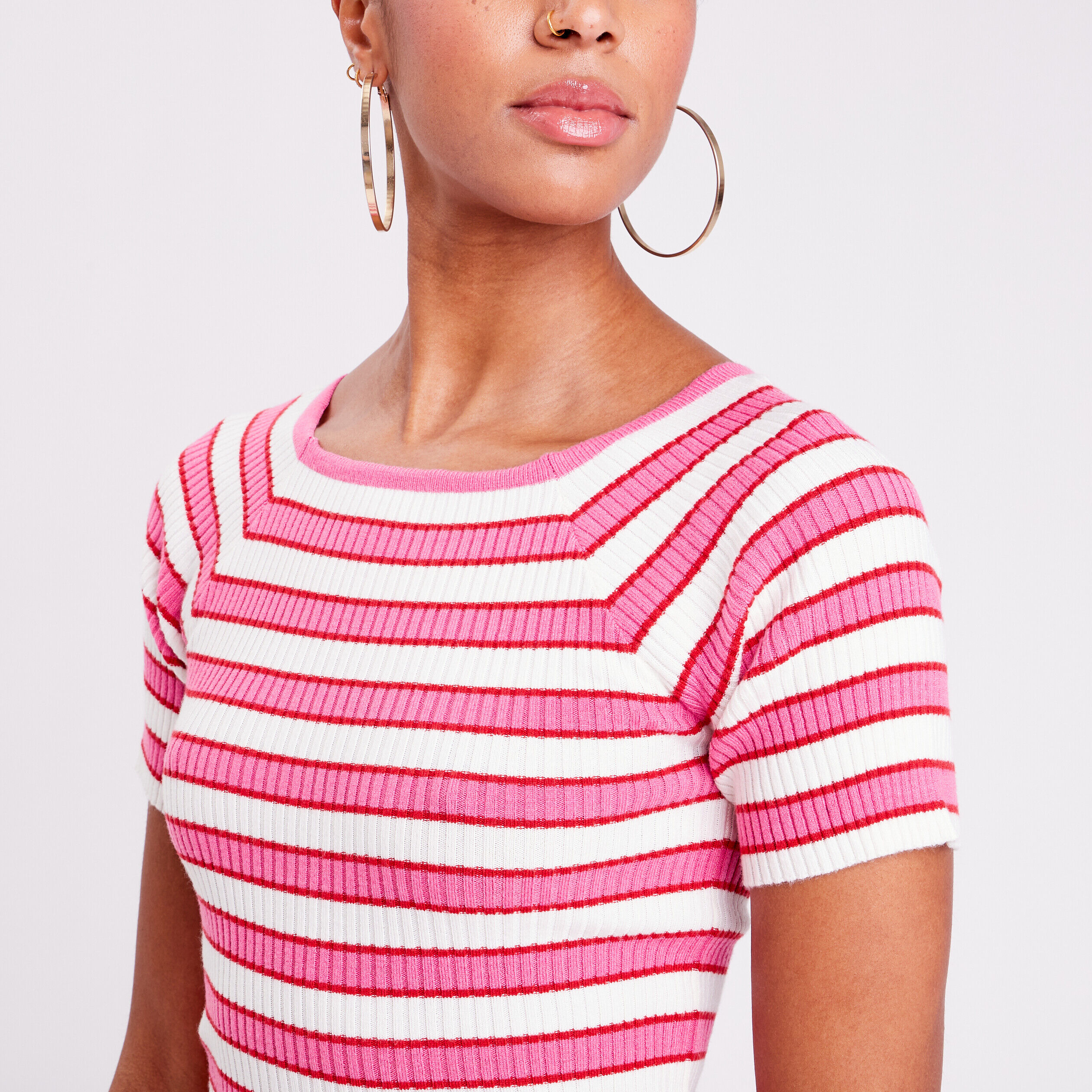 T-shirt ajusté côtelé multicolore femme | Cache Cache