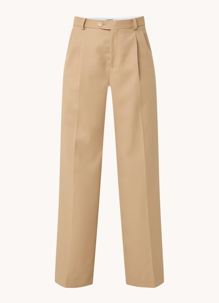 Sandro high-waist loose-fit trousers in virgin wool blend with side pockets