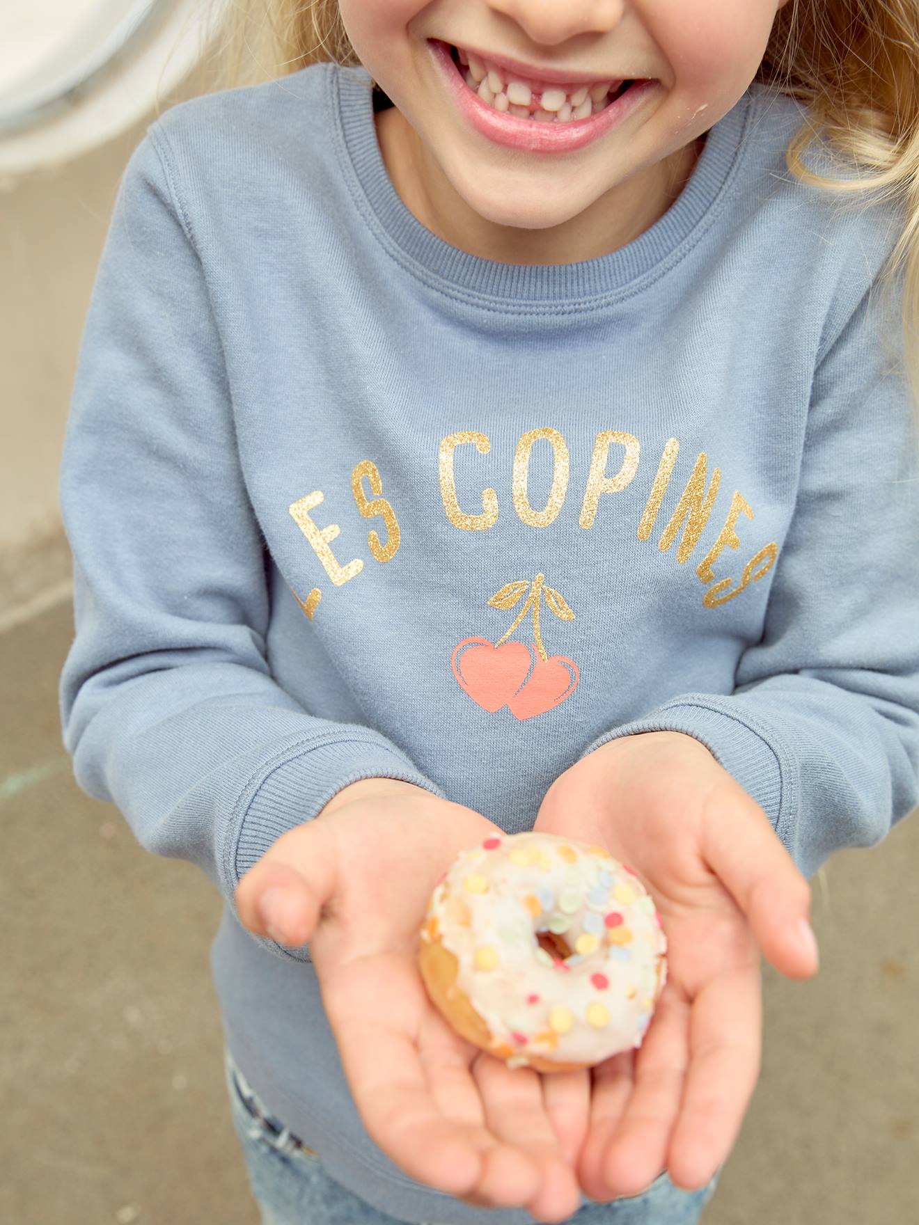 Sweat Basics motifs détails irisés fille bleu les copines