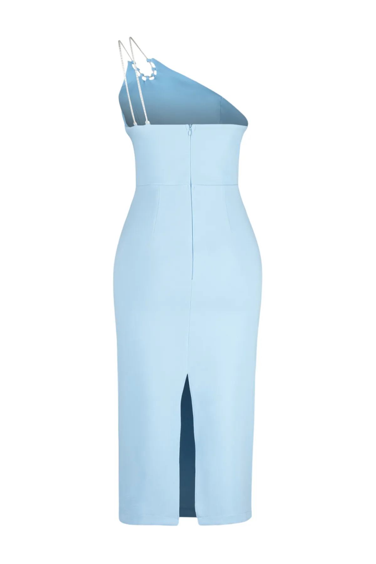 Trendyol Collection  Hellblaues, glänzendes, mit Steinen verziertes, stilvolles, gewebtes Abendkleid