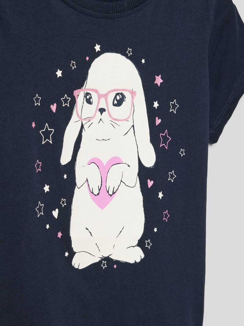 T-Shirt mit Motiv-Print in marineblau