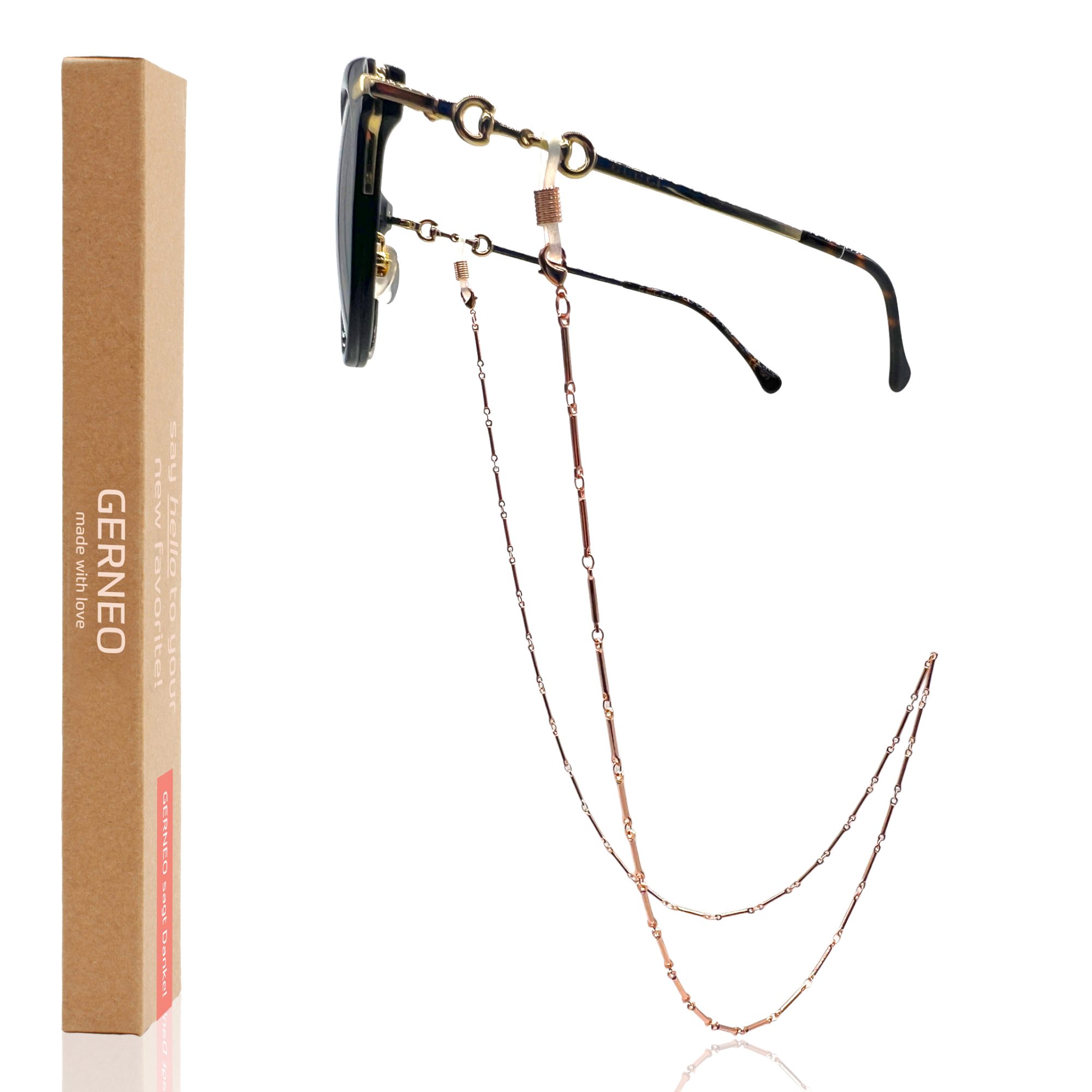 GERNEO Brillenkette GERNEO® – Phuket – korrosionsbeständige Brillenkette & Maskenhalter, vergoldet oder versilbert – einzigartig hochwertige Brillenkette