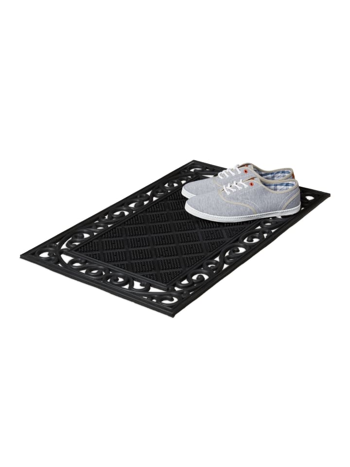 relaxdays Fußabtreter Blumenranke in Schwarz - (B)75 x (T)45 cm günstig kaufen onesize