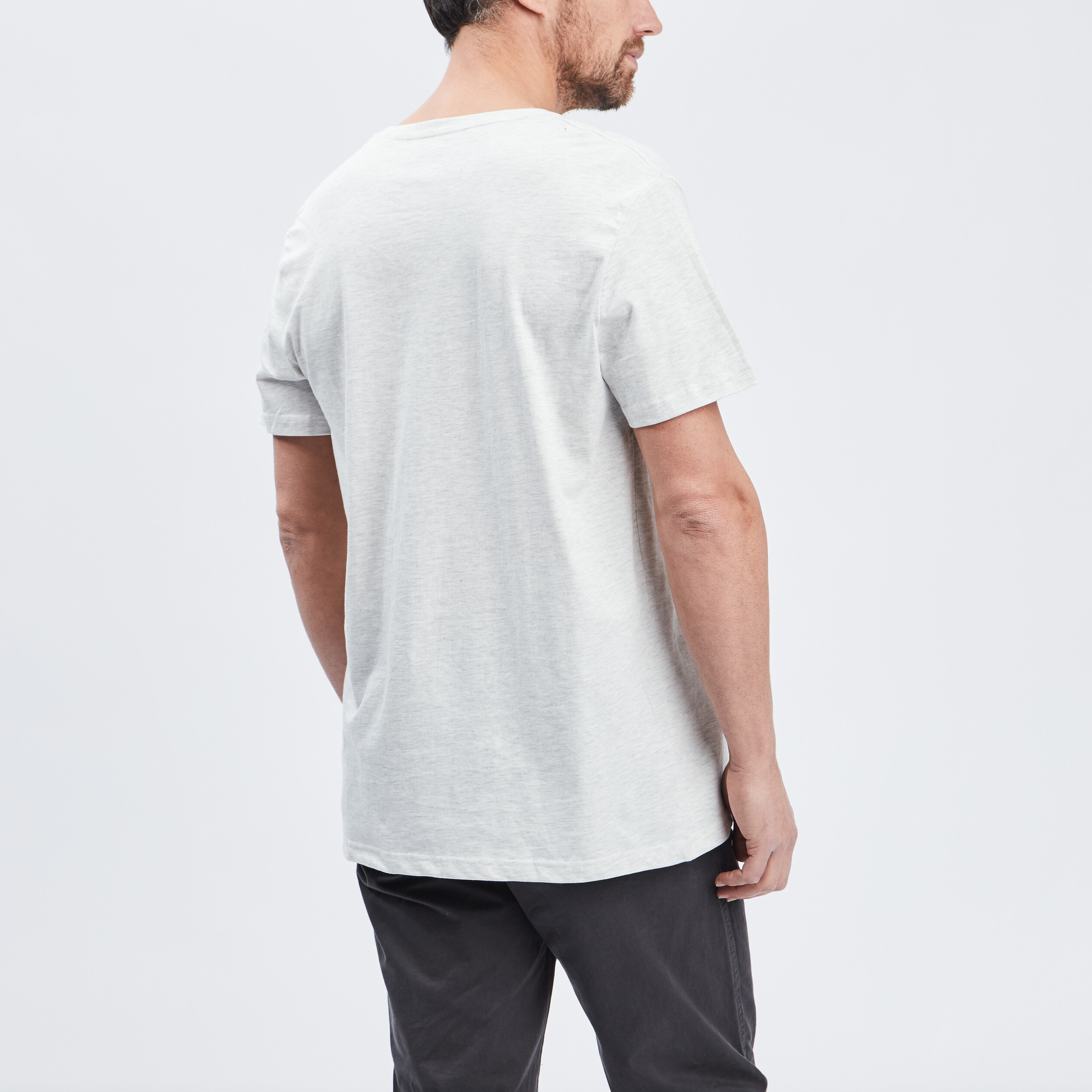 T-shirt droit col V ecru homme | La Halle
