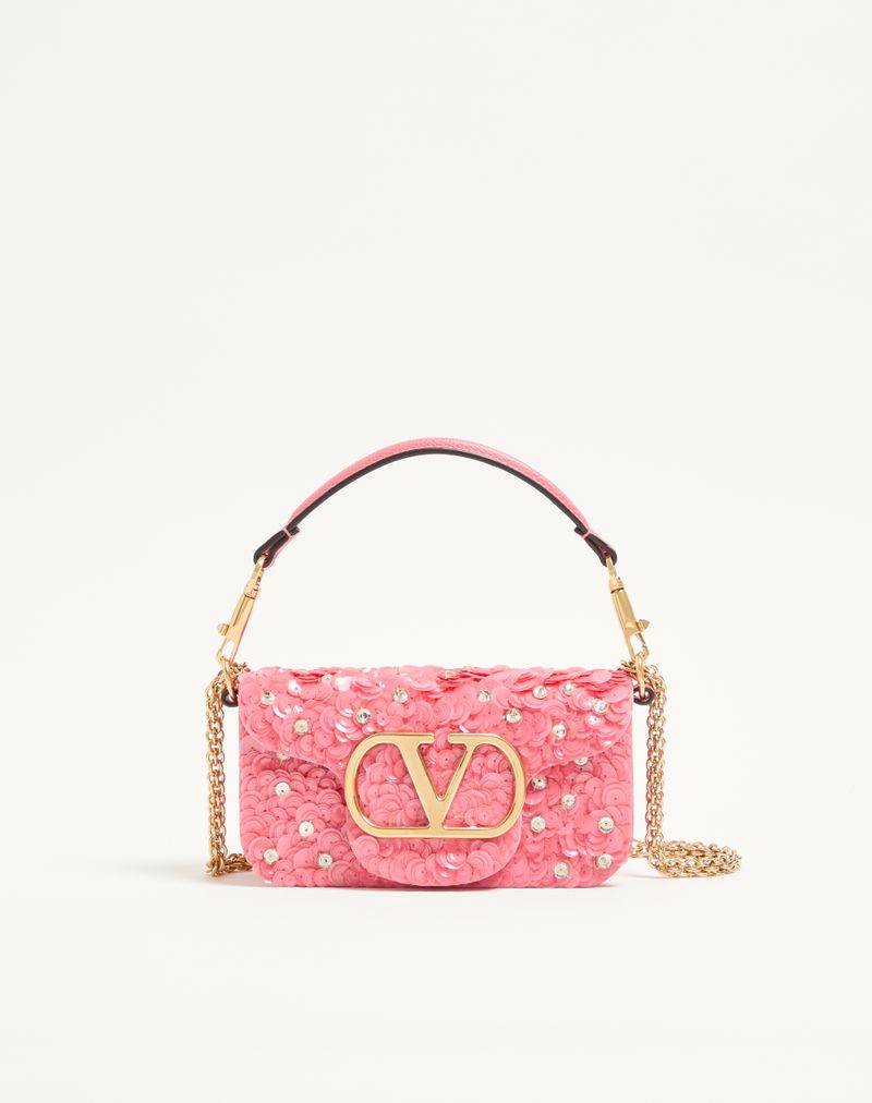 Bolsa de ombro pequena bordada Valentino Garavani Locò