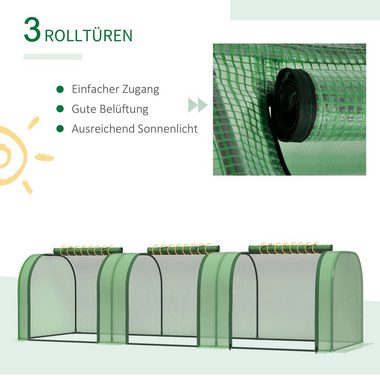 Outsunny Foliengewächshaus, BxTxH: 100 x 295 x 80 cm, 0 mm Wandstärke, Set, Gewächshaus, Treibhaus mit Tür