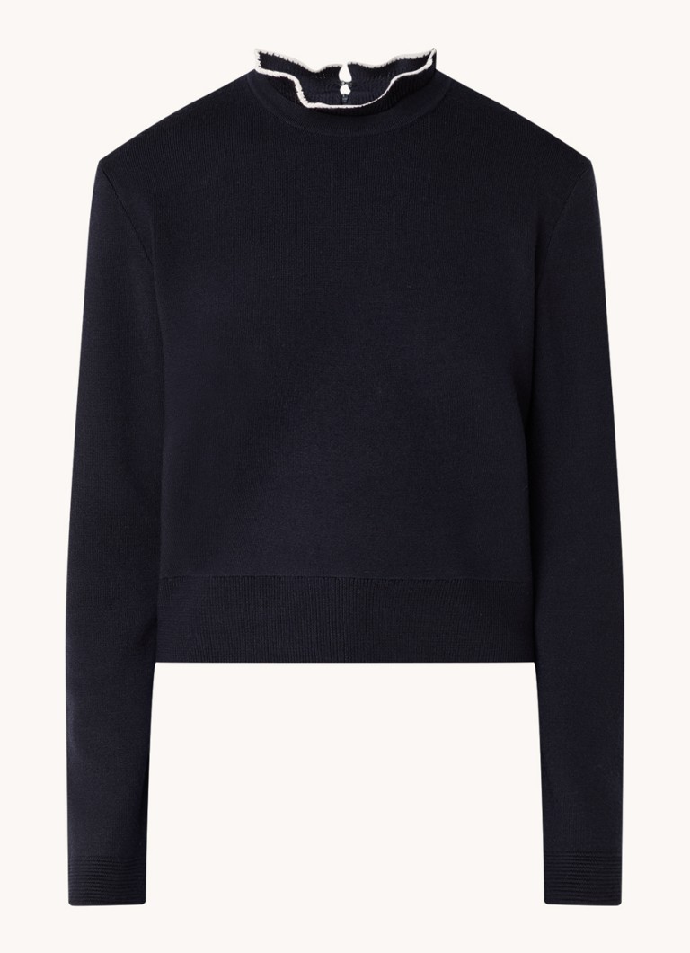 Sandro Fine-knit sweater in wool blend with ruffle collar