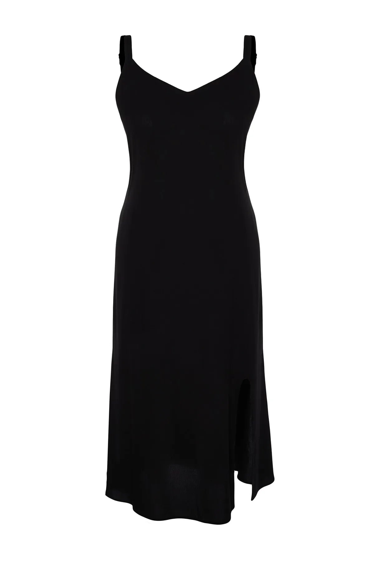 Trendyol Curve  Schwarzes gewebtes Schlitzkleid TBSSS22EL1094