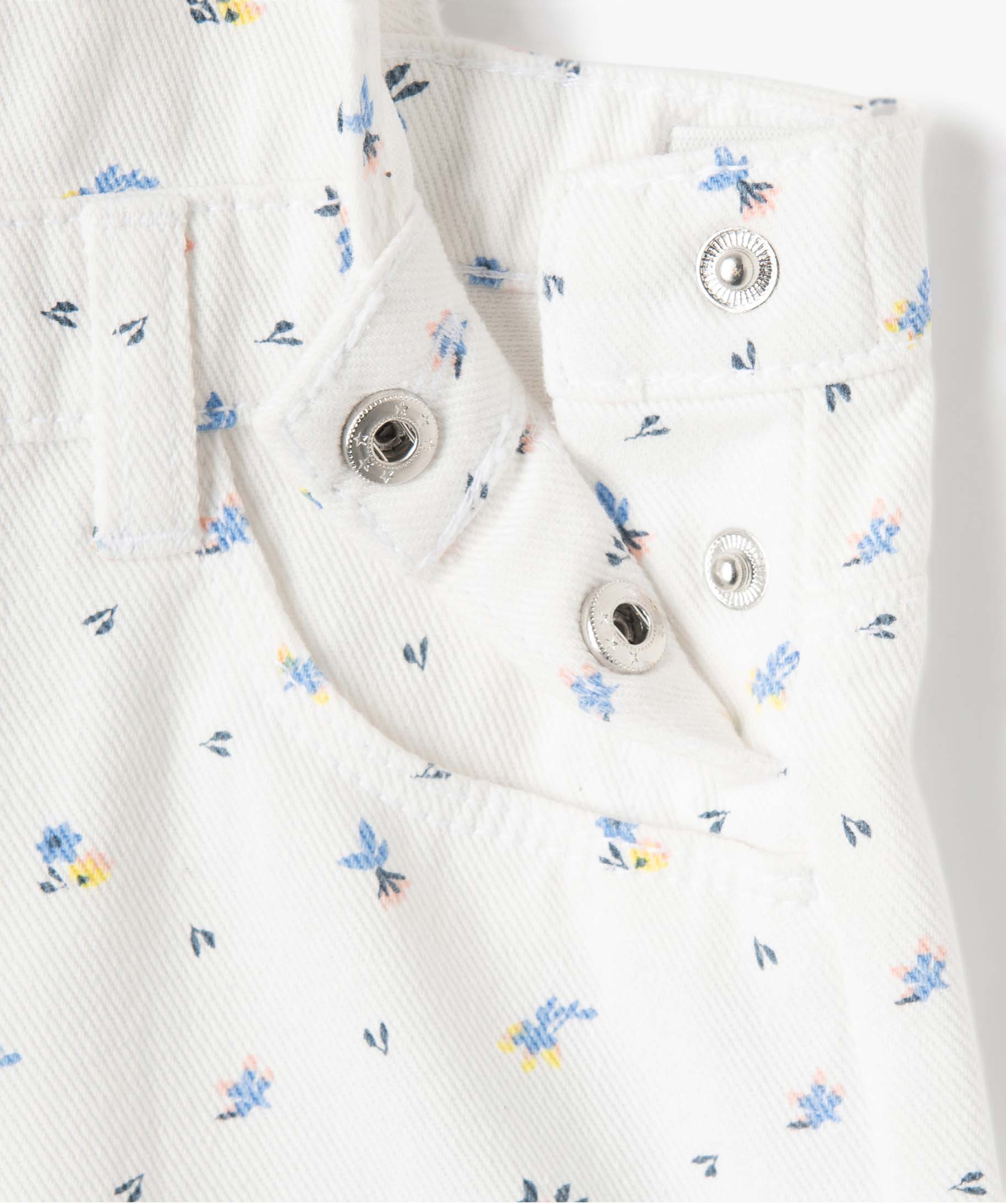 Salopette fille courte à motifs fleuris ecru | GEMO