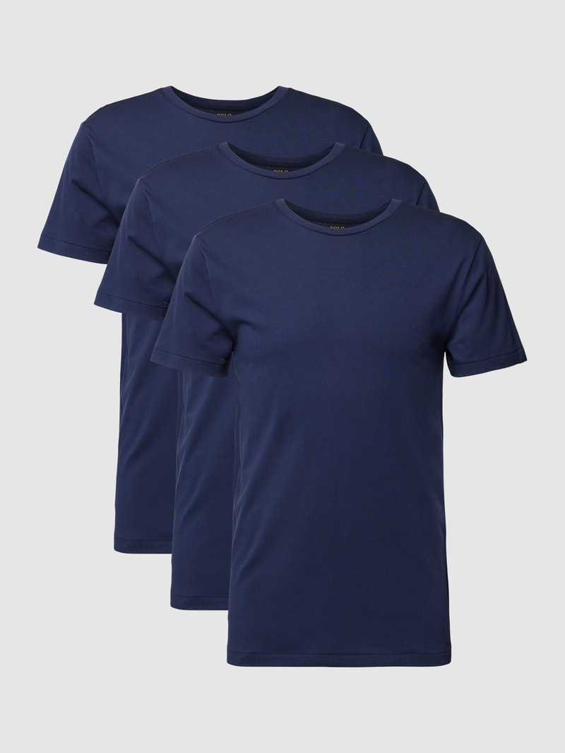 T-shirt Set mit Label-Stitching Modell 'Crew' in dunkelblau