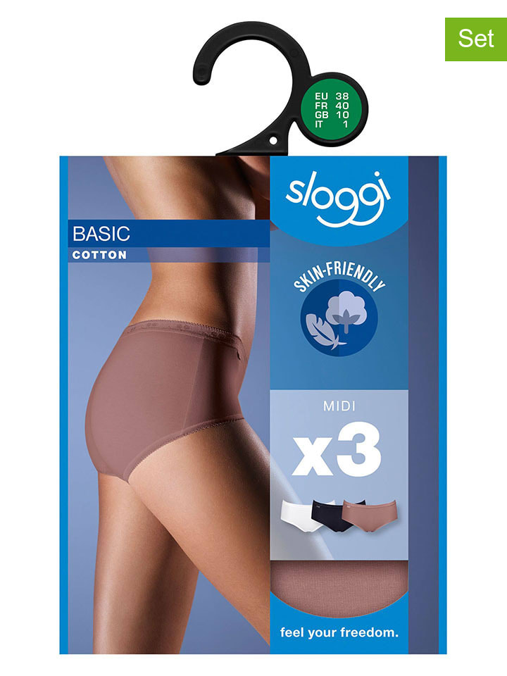 Sloggi 3er-Set: Pantys in Braun/ Schwarz/ Weiß günstig kaufen