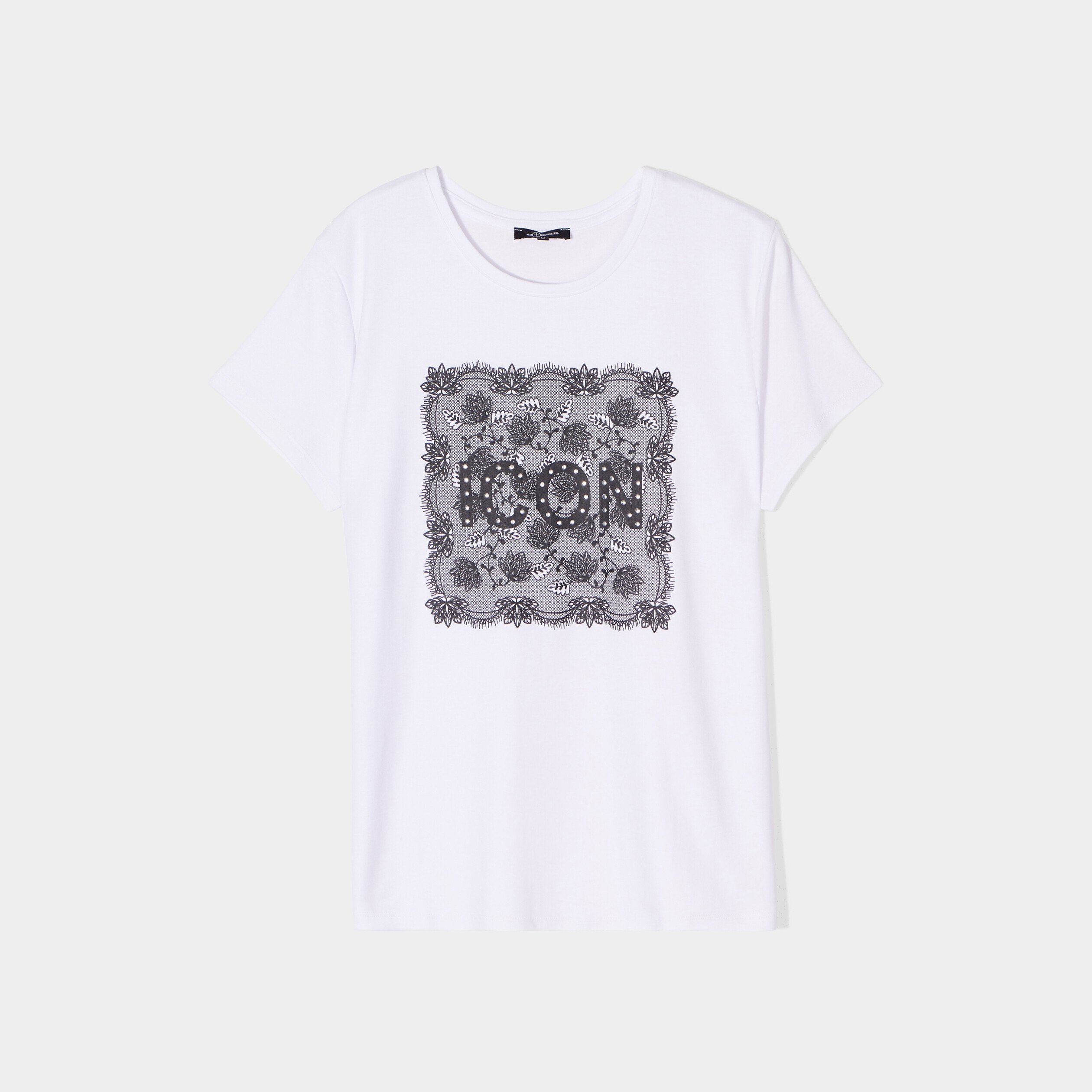 T-shirt ajusté à strass Mosquitos blanc femme | La Halle