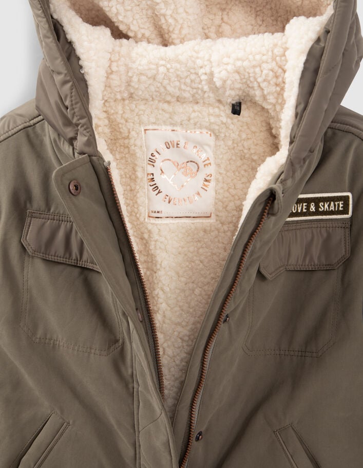 Parka kaki fourrée dos matelassé fille