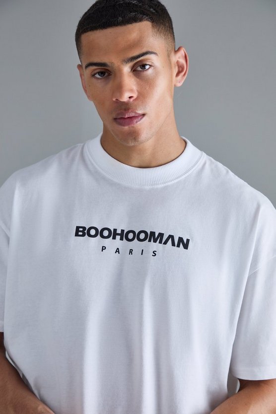 Oversize T-Shirt mit Boohooman Paris Print