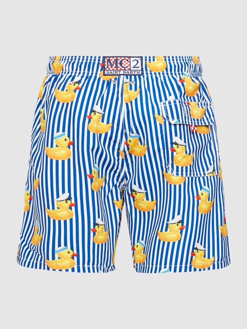 Badehose mit Allover-Muster Modell 'GUSTAVIA' in marineblau
