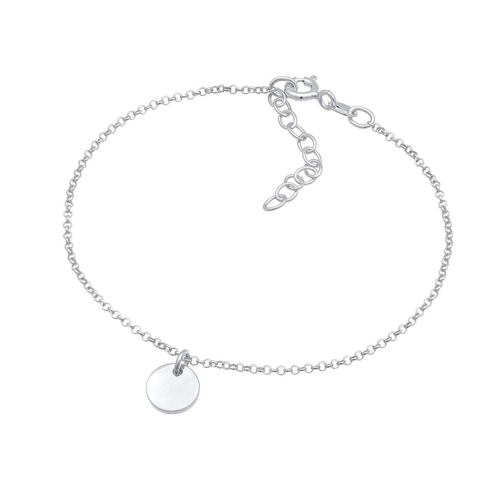 Elli Elli Bracelet Femme plaquette ronde Coin Basic ajustable en argent sterling 925 p Bracelet