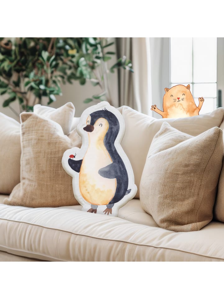 Mr. & Mrs. Panda Kissen Kuscheltier Pinguin Marienkäfer ohne Spruch in Weiß günstig kaufen