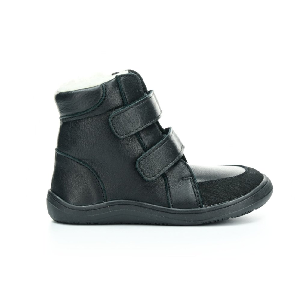 Baby Bare Febo Winter Black (mit Membran / Asfaltico) schwarze Barfußstiefeletten