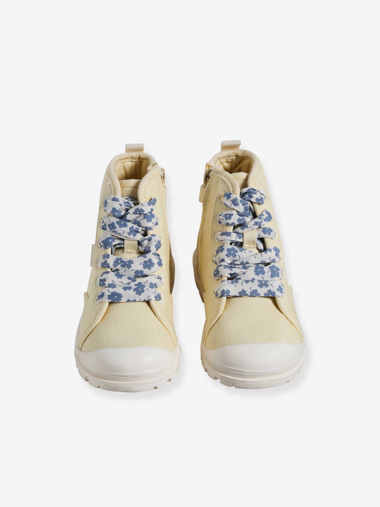 Vertbaudet Mädchen Stoff-Sneakers mit dicker Sohle - hellgelb