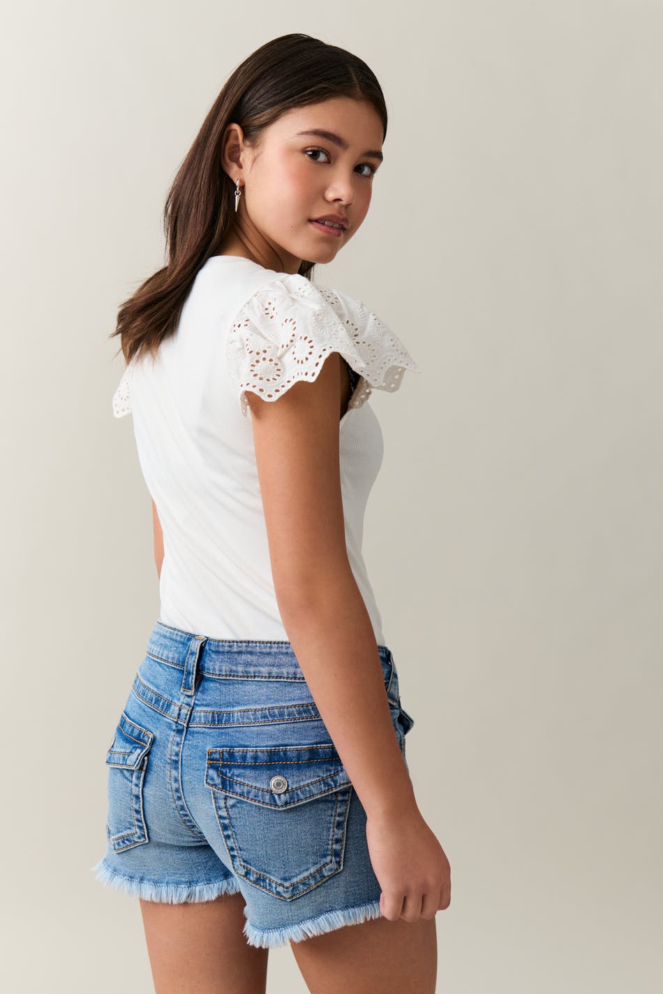 Y low chunky denim shorts