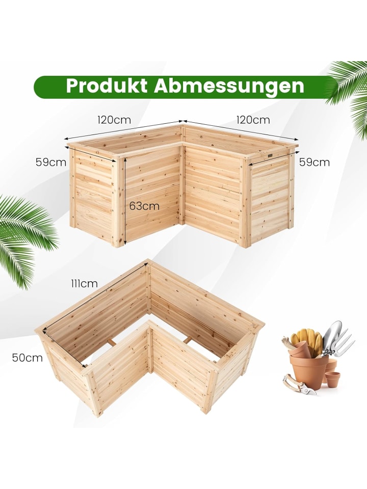COSTWAY Hochbeet L-förmig in Beige günstig kaufen onesize