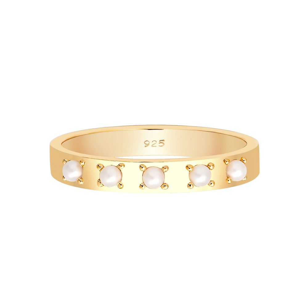 Elli Elli Bague Femme Élegante et Simple avec des perles synthétiques en Argent Sterli Bague