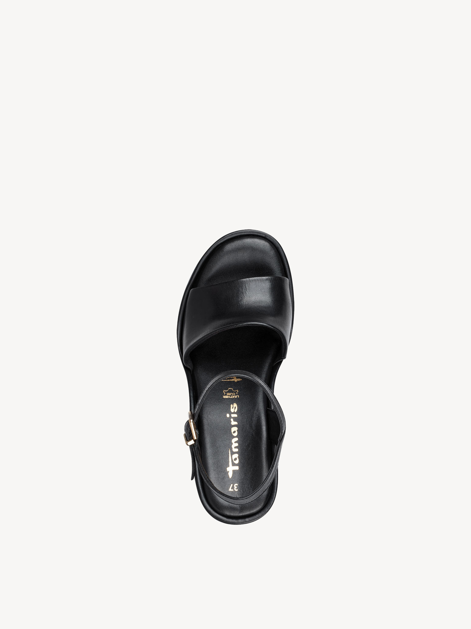 Sandale à talon en cuir - noir