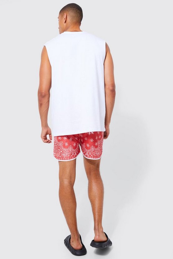 Oversize Official Tanktop & Badehose mit Bandana-Print