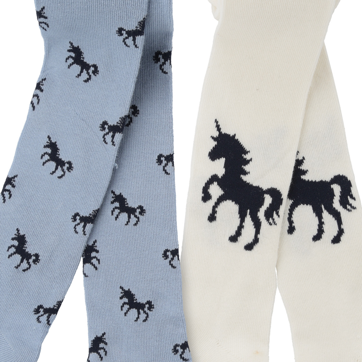 2 Mädchen Strumpfhosen mit Pferde-Motiv