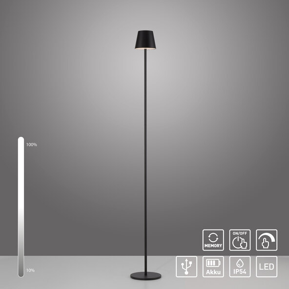 LED-Akku-Stehleuchte Buria, schwarz