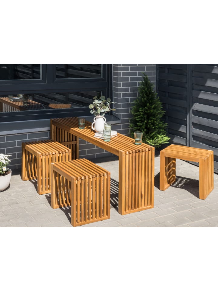 Beliani Gartentisch BELLANO in Heller Holzfarbton - (W) 150 x (H) 60 x (L) 35 cm günstig kaufen onesize
