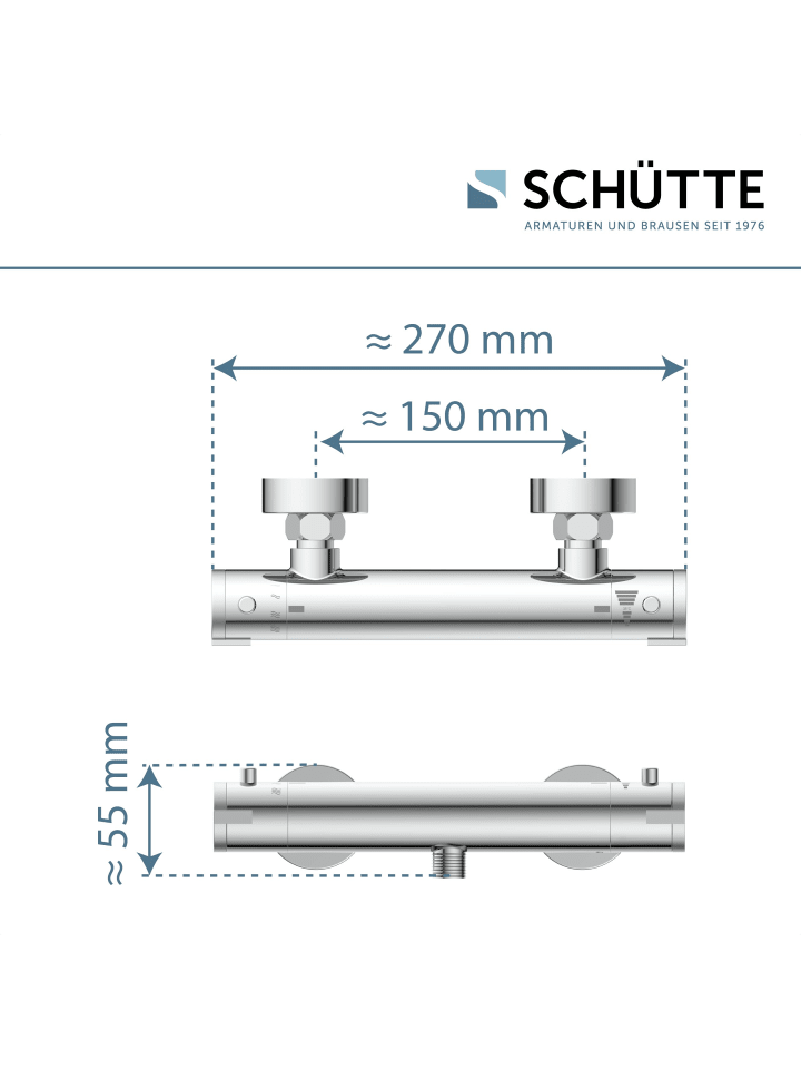 Schütte Duscharmatur LONDON in Chrom mit Thermostat - (L) 7 x (B) 27 x (H) 6 cm günstig kaufen onesize